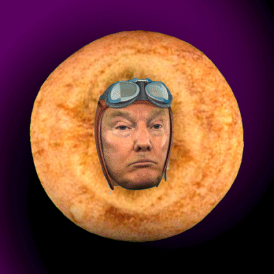 A Donut With Donald Trump 'S Face And Goggles On It GIF