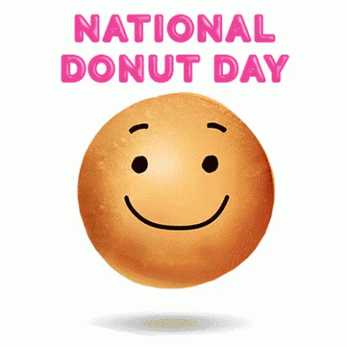 a donut with sprinkles falling out of it and the words national donut day below it