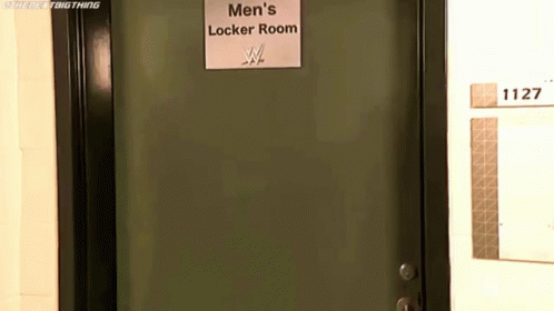 A Door With A Sign On It That Says ' Men 'S Locker Room ' GIF