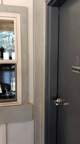 A Door With The Number 3 On It And A No Smoking Sign GIF