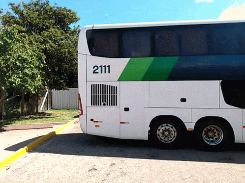 A Double Decker Bus Has The Number 2111 Painted On The Side GIF