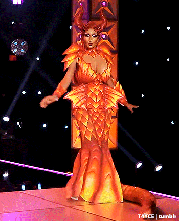 Drag Queen In Dragon Costume Walking GIF