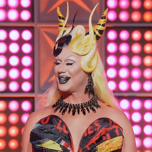 Drag Queen Horns And Yes Necklace GIF