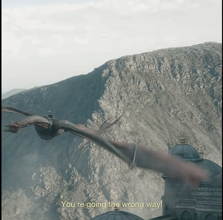 A Dragon Flying Over A Mountain With The Words You 'Re Going The Wrong Way GIF