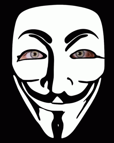 A Drawing Of A Anonymous Mask With A Wink On His Face GIF