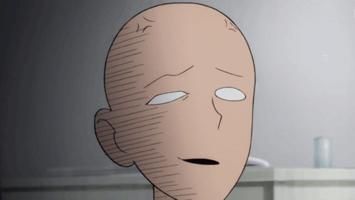 A Drawing Of A Bald Head With White Eyes GIF