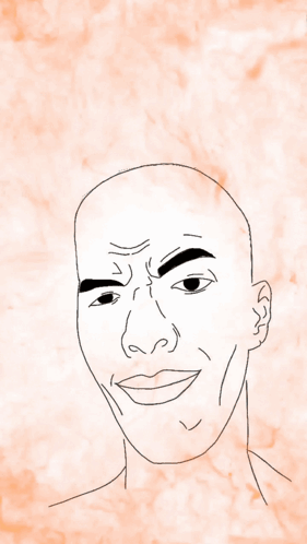 A Drawing Of A Bald Man 'S Face With A Smile On His Face GIF