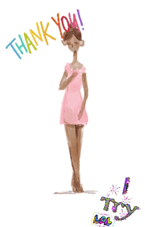 A Drawing Of A Ballerina In A Pink Dress With The Words Thank You Above Her GIF