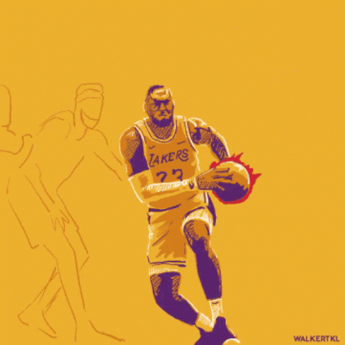a drawing of a basketball player for the lakers