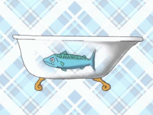 A Drawing Of A Bathtub With A Fish Inside Of It GIF