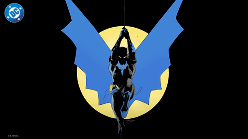 A Drawing Of A Batman With A Dc Logo In The Corner GIF