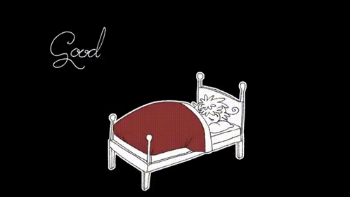 A Drawing Of A Bed With The Words " Goodnight Joe Hawley " Written Above It GIF