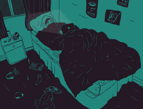 A Drawing Of A Bedroom With A Sign That Says We Are Tigerz GIF