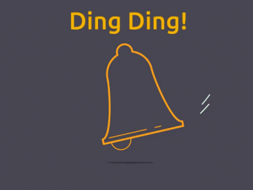 A Drawing Of A Bell With The Words " Ding Ding " Above It GIF