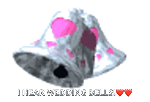 A Drawing Of A Bell With The Words I Hear Wedding Bells GIF