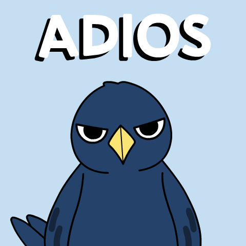 A Drawing Of A Bird With The Word Adios Written Above It GIF