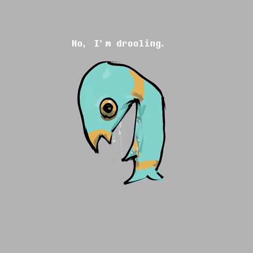 A Drawing Of A Bird With The Words No I 'M Drooling GIF