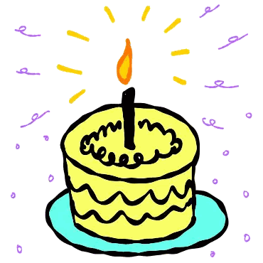 a drawing of a birthday cake with a candle on top