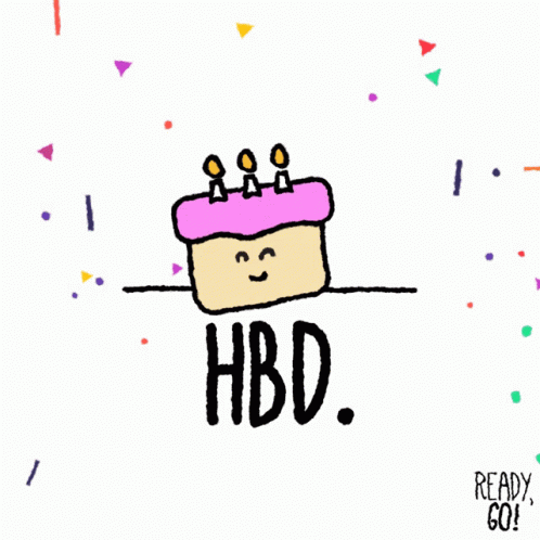 A Drawing Of A Birthday Cake With Candles And The Words Hbd GIF