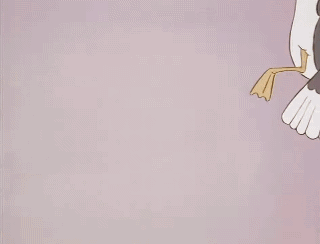 A Drawing Of A Black And White Bird With Its Wings Spread GIF