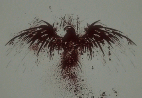 A Drawing Of A Black Bird With The Words Serve Protect Execute Below It GIF