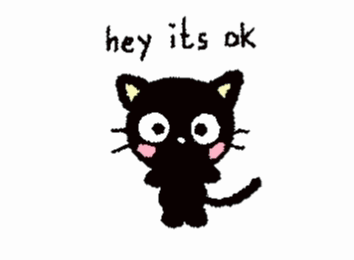 A Drawing Of A Black Cat With A Red Flower On Its Face And The Words Hey It 'S Ok Below It GIF