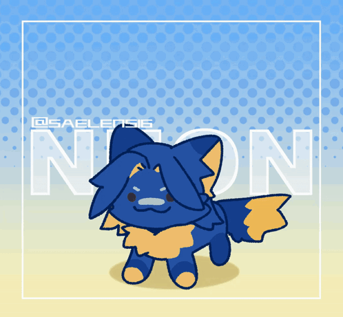 A Drawing Of A Blue And Orange Animal With The Letters N On It GIF