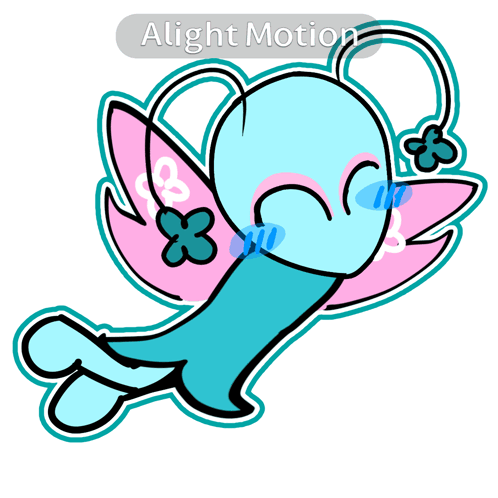 A Drawing Of A Blue And Pink Butterfly With The Words Alight Motion Above It GIF