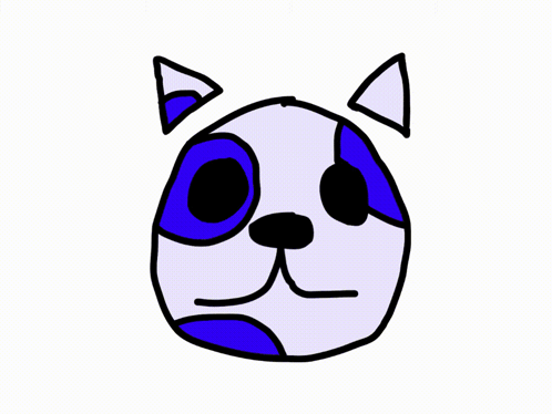 A Drawing Of A Blue And White Dog With A Smile On Its Face GIF