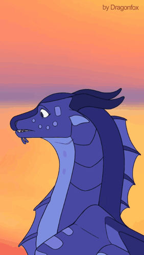 A Drawing Of A Blue Dragon With The Name Dragonfox At The Bottom GIF