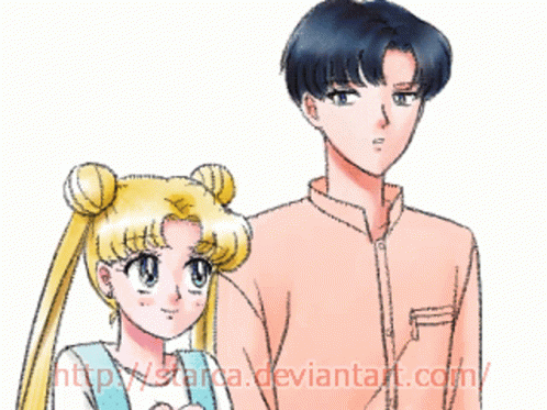 A Drawing Of A Boy And A Girl With The Website Http://sania.deviantart.com In The Corner GIF