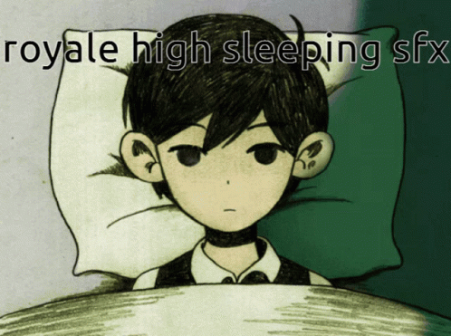 A Drawing Of A Boy In Bed With The Words Royale High Sleeping Sf GIF