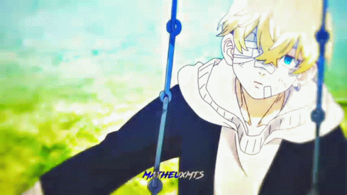 A Drawing Of A Boy On A Swing With Matheuxmts Written In The Bottom Right Corner GIF