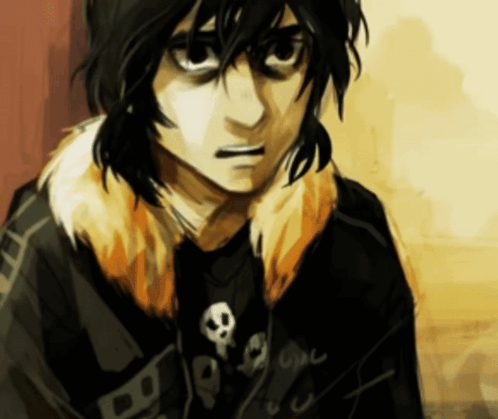 A Drawing Of A Boy Wearing A Black Shirt With Skulls On It GIF