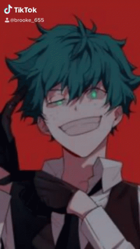 A Drawing Of A Boy With Blue Hair And A Black Tie Is On Tiktok GIF