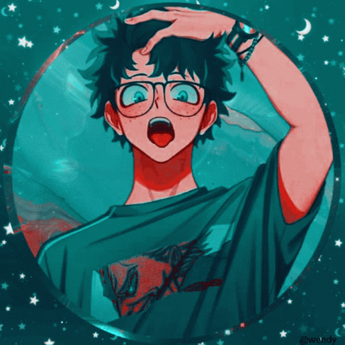 A Drawing Of A Boy With Glasses And A T-Shirt With A Fox On It GIF