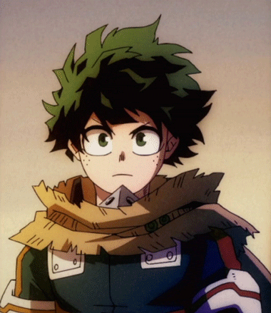 A Drawing Of A Boy With Green Hair And A Scarf Around His Neck That Says ' A ' On It GIF