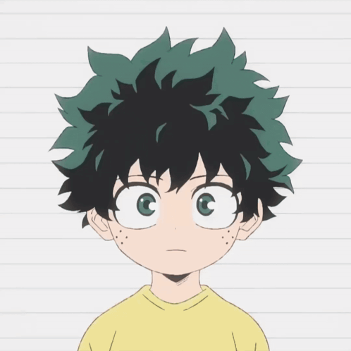 A Drawing Of A Boy With Green Hair And A Yellow Shirt GIF