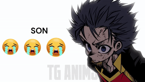 A Drawing Of A Boy With Tears Coming Out Of His Eyes And The Words Son Tg Anime On The Bottom GIF