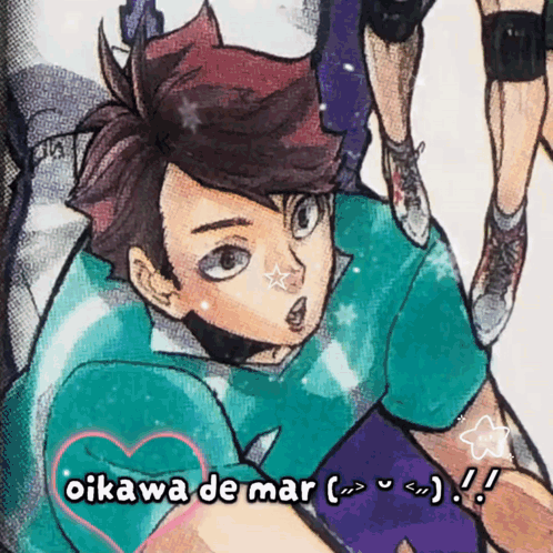 A Drawing Of A Boy With The Name Oikawa De Mar Written On It GIF