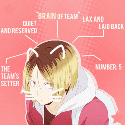 A Drawing Of A Boy With The Words " Brain Of Team " Lax And Laid Back Above Him GIF