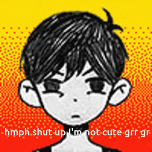 A Drawing Of A Boy With The Words Hmph Shut Up I 'M Not Cute Grrr Gr GIF