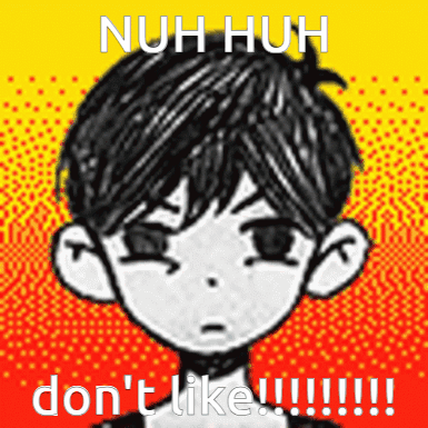 A Drawing Of A Boy With The Words Nuh Huh Don 'T Like GIF