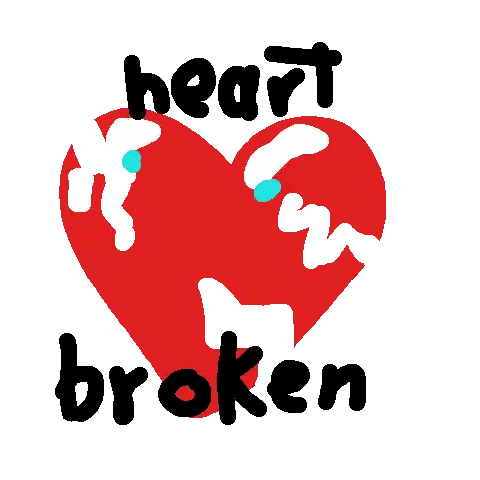 a drawing of a broken heart and the words heart broken