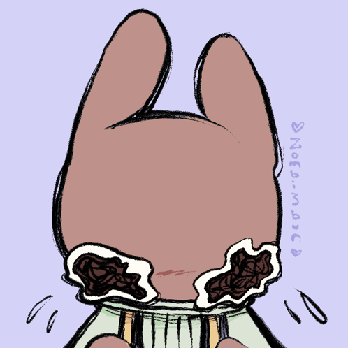 A Drawing Of A Bunny With A Purple Background And The Name Noea-Mono GIF