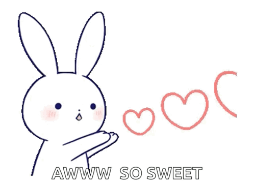 A Drawing Of A Bunny With Hearts Coming Out Of Its Mouth GIF