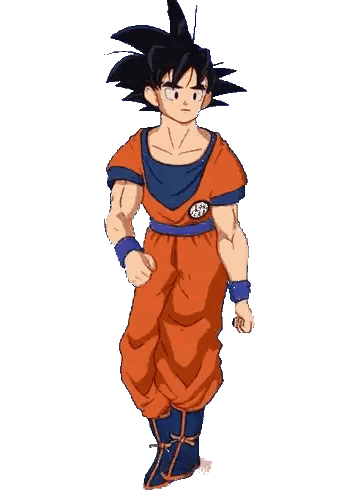 a drawing of a cartoon character named goku walking