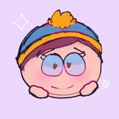 A Drawing Of A Cartoon Character With A Blue Hat And Yellow Pom Pom GIF