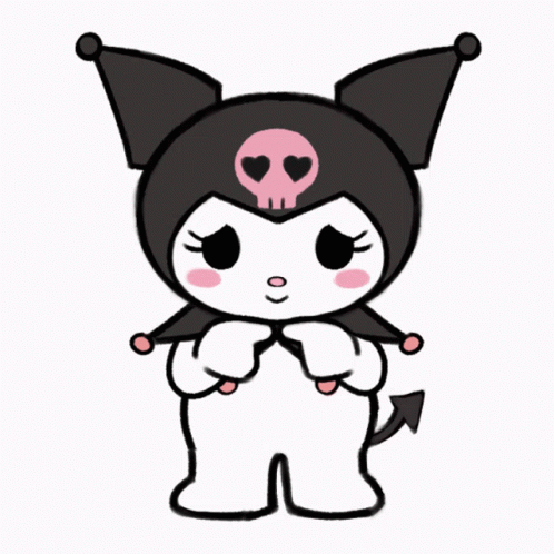 A Drawing Of A Cartoon Character With A Pink Skull On Her Head GIF
