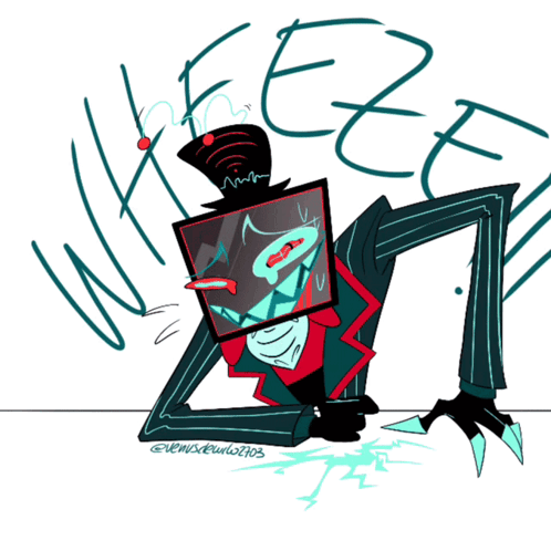 A Drawing Of A Cartoon Character With The Letters Keeee On The Bottom GIF